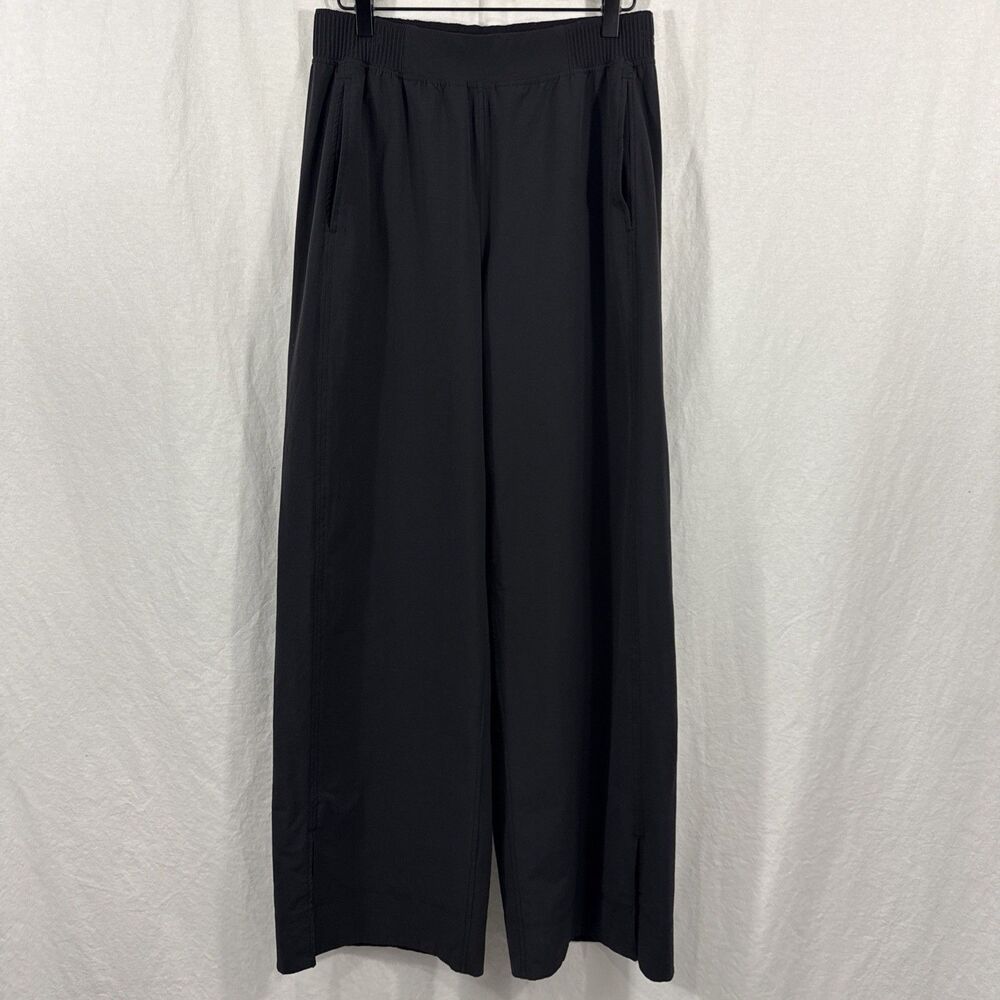 Lululemon Stretch Woven Black Wide Leg High Rise Pants Womens Sz M Athleisure